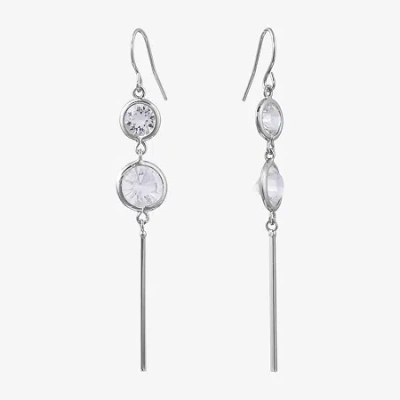 Sparkle Allure Womens Crystal Pure Silver Over Brass Drop Earrings In Transparent