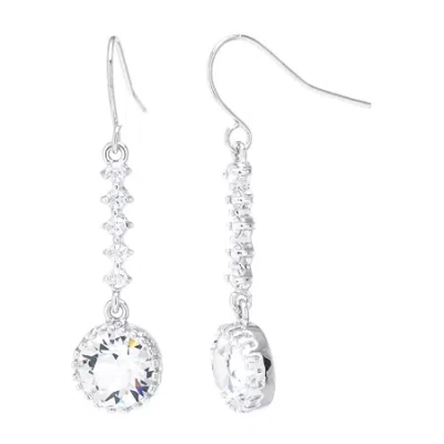 Sparkle Allure Womens Crystal Pure Silver Over Brass Drop Earrings In Transparent