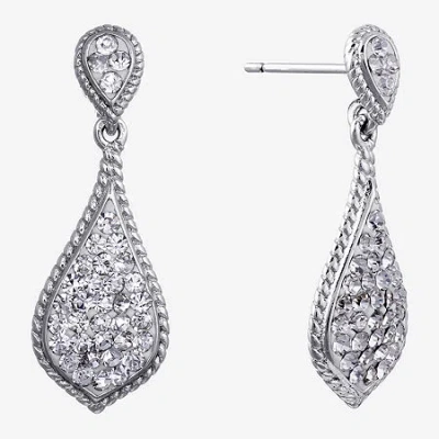 Sparkle Allure Womens Crystal Pure Silver Over Brass Drop Earrings In Transparent