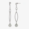 Sparkle Allure Womens Crystal Pure Silver Over Brass Drop Earrings In Metallic