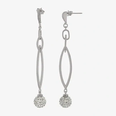 Sparkle Allure Womens Crystal Pure Silver Over Brass Drop Earrings In Transparent