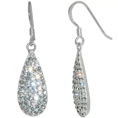 Sparkle Allure Womens Crystal Pure Silver Over Brass Drop Earrings In Transparent