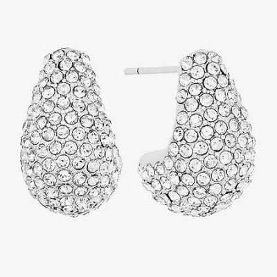 Sparkle Allure Womens Crystal Pure Silver Over Brass Drop Earrings In Transparent