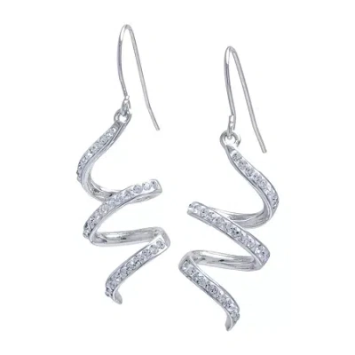 Sparkle Allure Womens Crystal Pure Silver Over Brass Drop Earrings In Transparent