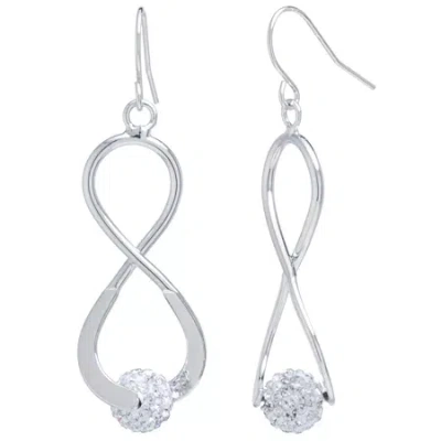 Sparkle Allure Womens Crystal Pure Silver Over Brass Drop Earrings