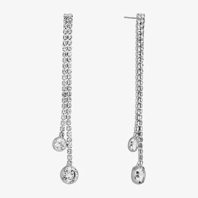 Sparkle Allure Womens Crystal Pure Silver Over Brass Drop Earrings In Metallic
