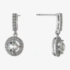Sparkle Allure Womens Crystal Pure Silver Over Brass Drop Earrings In Silver