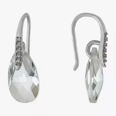 Sparkle Allure Womens Crystal Pure Silver Over Brass Drop Earrings