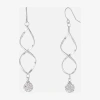 Sparkle Allure Womens Crystal Pure Silver Over Brass Drop Earrings In Transparent