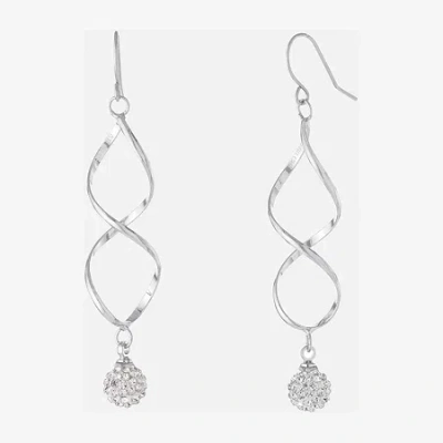 Sparkle Allure Womens Crystal Pure Silver Over Brass Drop Earrings In Transparent