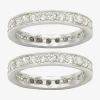 Sparkle Allure Womens Crystal Pure Silver Over Brass Eternity Ring Set In Transparent