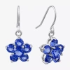 Sparkle Allure Womens Crystal Pure Silver Over Brass Flower Drop Earrings In Metallic