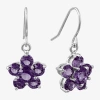 Sparkle Allure Womens Crystal Pure Silver Over Brass Flower Drop Earrings In Metallic