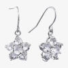 Sparkle Allure Womens Crystal Pure Silver Over Brass Flower Drop Earrings In Silver