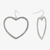 Sparkle Allure Womens Crystal Pure Silver Over Brass Heart Drop Earrings In Silver