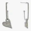 Sparkle Allure Womens Crystal Pure Silver Over Brass Heart Drop Earrings In Metallic
