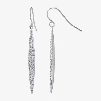 Sparkle Allure Womens Crystal Pure Silver Over Brass Oblong Drop Earrings In Transparent