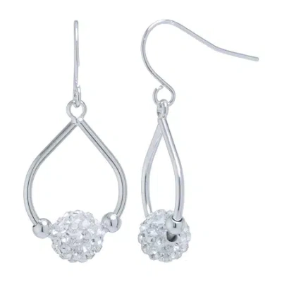Sparkle Allure Womens Crystal Pure Silver Over Brass Pear Drop Earrings In Transparent