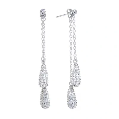 Sparkle Allure Womens Crystal Pure Silver Over Brass Pear Drop Earrings In Transparent