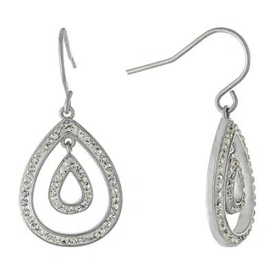 Sparkle Allure Womens Crystal Pure Silver Over Brass Pear Drop Earrings In Transparent