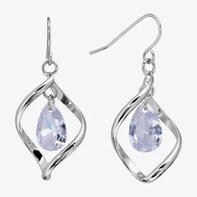 Sparkle Allure Womens Crystal Pure Silver Over Brass Pear Drop Earrings In Transparent