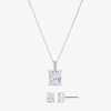 Sparkle Allure Womens Crystal Pure Silver Over Brass Rectangular 2-pc. Jewelry Set In Metallic