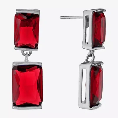 Sparkle Allure Womens Crystal Pure Silver Over Brass Rectangular Drop Earrings