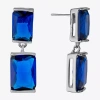 Sparkle Allure Womens Crystal Pure Silver Over Brass Rectangular Drop Earrings In Blue