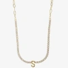 Sparkle Allure Womens Cubic Zirconia 14k Gold Over Brass 16 Inch Tennis Necklace In Gold