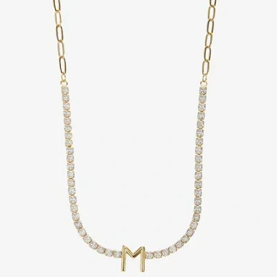 Sparkle Allure Womens Cubic Zirconia 14k Gold Over Brass 16 Inch Tennis Necklace