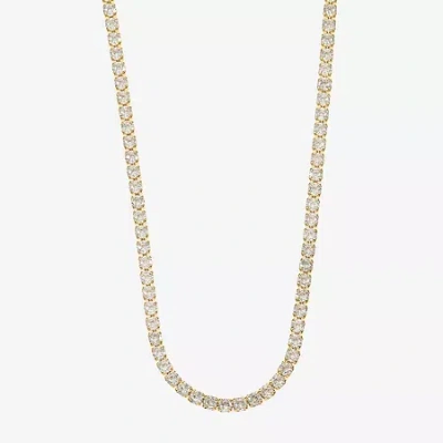 Sparkle Allure Womens Cubic Zirconia 14k Gold Over Brass 16 Inch Tennis Necklace In Transparent