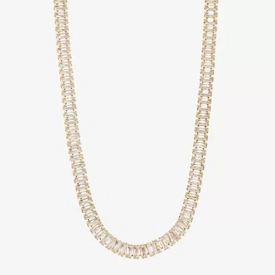 Sparkle Allure Womens Cubic Zirconia 14k Gold Over Brass 16 Inch Tennis Necklace In Transparent