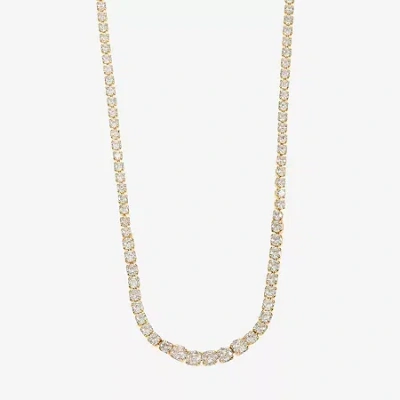 Sparkle Allure Womens Cubic Zirconia 14k Gold Over Brass 16 Inch Tennis Necklace In Transparent