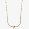 Sparkle Allure Womens Cubic Zirconia 14k Gold Over Brass 16 Inch Tennis Necklace In Transparent