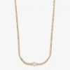 Sparkle Allure Womens Cubic Zirconia 14k Gold Over Brass 16 Inch Tennis Necklace In Gold