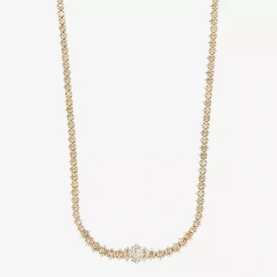 Sparkle Allure Womens Cubic Zirconia 14k Gold Over Brass 16 Inch Tennis Necklace In Transparent