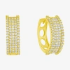 Sparkle Allure Womens Cubic Zirconia 14k Gold Over Brass 16mm Hoop Earrings In Transparent