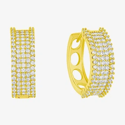 Sparkle Allure Womens Cubic Zirconia 14k Gold Over Brass 16mm Hoop Earrings In Transparent