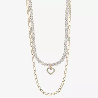 Sparkle Allure Womens Cubic Zirconia 14k Gold Over Brass 18 Inch Tennis Necklace