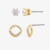 Sparkle Allure Womens Cubic Zirconia 14k Gold Over Brass 2 Pair Earring Set In Gold