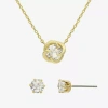 Sparkle Allure Womens Cubic Zirconia 14k Gold Over Brass 2-pc. Jewelry Set In Gold