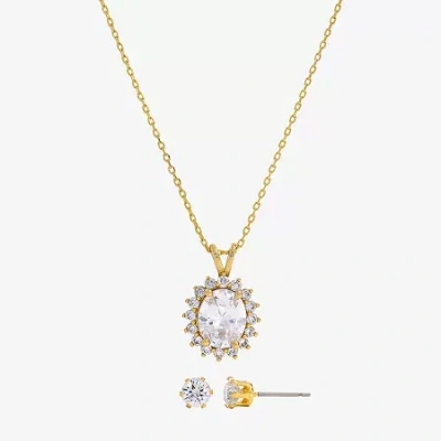 Sparkle Allure Womens Cubic Zirconia 14k Gold Over Brass 2-pc. Jewelry Set In Transparent