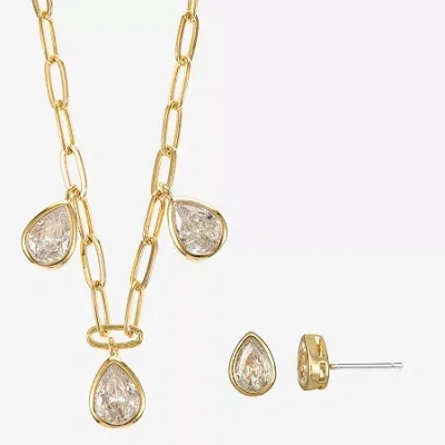 Sparkle Allure Womens Cubic Zirconia 14k Gold Over Brass 2-pc. Jewelry Set