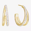 Sparkle Allure Womens Cubic Zirconia 14k Gold Over Brass 25.1mm Hoop Earrings In Gold