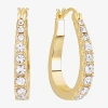 Sparkle Allure Womens Cubic Zirconia 14k Gold Over Brass 27.4mm Hoop Earrings In Transparent