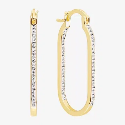Sparkle Allure Womens Cubic Zirconia 14k Gold Over Brass 37.1mm Hoop Earrings In Transparent