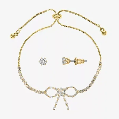 Sparkle Allure Womens Cubic Zirconia 14k Gold Over Brass Bow 11 Inch Tennis Bracelet