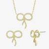 Sparkle Allure Womens Cubic Zirconia 14k Gold Over Brass Bow 2-pc. Jewelry Set In Gold