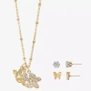 Sparkle Allure Womens Cubic Zirconia 14k Gold Over Brass Butterfly 3-pc. Jewelry Set In Gold