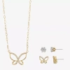 Sparkle Allure Womens Cubic Zirconia 14k Gold Over Brass Butterfly 3-pc. Jewelry Set In Gold